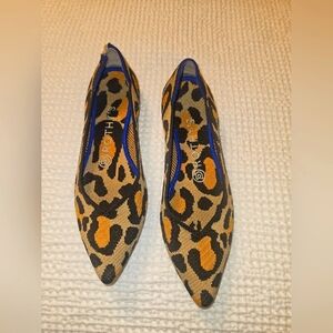 Rothy's Animal Print Flats with Blue and Orange Accents Size 7